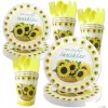 Disposable Flatware Flower Paper Plates Floral Party Supplies Sunflower Birthday Dinnerware Set Baby Shower Service For 10 Guests Incl Dhvhz