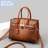 wholesale ladies shoulder bags 8 colors elegant atmosphere thickened embossed leather handbag large crocodile fashion tote bag gold buckle trend handbags 7172#