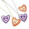 Pendentifs Colliers Doux Acrylique Pendentifs Coeur Multicolore Rayure Charmes DIY Faisant Collier Bracelets Femmes Bijoux Findigs 3.5 cm X 5 PCs