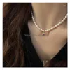 Naszyjniki wisiewskie Klasyczne naturalne perły romantyczny łańcuch szyi serca wspaniały modny biżuteria w stylu koreański