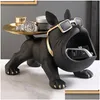 Objetos decorativos Figuras Ornamento de cachorro Big Boca Bldog Butler French Butler Caixa com bandeja nórdica ta dhxw6