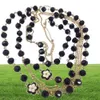 Handmade kpop fashion black Enamel camelli bead multilayer long necklace women sweater accessoriescollier femmecollier sautoir l3512342