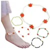 Anklets Anklet Korean Bracelet Cute Girl Daisy Flower For Women Colorful Beaded Handmade Elastic Pulseras Jewelry Bead String Holiday