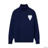 Amiparis 스웨터 하이 칼라 A Am I Paris Jumper 겨울 두꺼운 Turtleneck Coeur 자수 A-Word Heart Love Knit Sweat Women 남자 Amisweater Amis 8cci