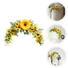 Dekorativa blommor Gul dekor Artifical Sunflower Wreath Wedding Party Ornament Front Door Arch Garland Country Style