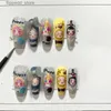 Uñas postizas hechas a mano Kawaii 3D Consejos cortos de dibujos animados Y2K Presione sobre el arte Ataúd largo Stiletto Reutilizable Clavo falso con pegamento Regalo Q231113