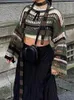 Women Sweters Supercute Y2K Stripe pusta fishnet crop tops kobiety bajki oversize sweter Grunge Goth Cloth 231113