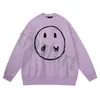 Högkvalitativa designers gul man retro smiley ansiktsbrev tryck tröja kvinnors t -shirt vårtrend långärmad topp high street tröja