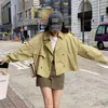 Frauen Trenchcoats Koreanische Frauen Grün Kurzmantel mit Schärpen Casual Revers Zweireiher Langarm Weibliche Windjacke Frühling Herbst