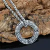 Pendant Necklaces Viking Retro Silver Color Wolf Necklace Hollow Round Men High Quality Stainless Steel Fashion Jewelry Gifts Drop