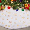 Christmas Decorations 38cm Sequin Snowflakes Tree Skirt Plush Faux Fur Snowy White Carpet Mat Xmas Base Cover Skirts Home Party Decor