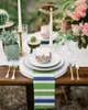 Serviette de table 4 pièces vert bleu blanc rayure carré 50cm fête mariage décoration tissu cuisine dîner service serviettes