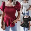 Blouses Femmes Blouse à volants noirs Femmes 2023 Mode d'été Col carré Manches bouffantes Bustier Corset Top Femme Sexy Dos Nu Blanc