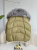 Damen Pelz Faux Winter Frauen Mantel Weiße Ente Daunenjacke Super Große Echte Silber Fuchs Kragen mit Strick Ärmel Mode Oberbekleidung 231113