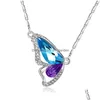 Hänge halsband Colorf Crystal Butterfly Necklace Dancing for Women Girls Gift Korean Styles Drop Leverans smycken Pendants DHGARDEN DHPYH