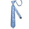 Bow Ties ljusblå Paisley Men 8cm näsduk manschettknappar lyxiga kristallbrosch bröllopsfest tillbehör gåva grossist