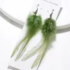 Boucles d'oreilles pendantes Vintage 2023, plumes, Pom multicolore pour femmes, longs pampilles, bijoux à franges, vente en gros