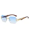 Sunglasses Vintage Wood Print Leopard Mirror Leg For Men And Women Square Frame Driving Fashion UV Protection