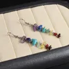 Boucles d'oreilles en pierre de gravier pour femmes, une paire de quartz irréguliers, goutte de perles, longue puce Reiki, bijoux en cristal pour cadeau de fête