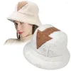 Bérets casquette chapeaux hiver extérieur fourrure Appa pêcheur mode Faux seau chapeau fille doux velours Panama chaud moelleux femmes fourrure