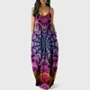 Casual Dresses 2023 Summer Women Floral Print Long Suspender Dress Sexig Sling Breattable Sleeveless Festival