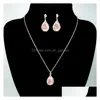 Orecchini Collana Cats Occhi Eyes Set Opal Stone Drop Drops Sier Tasted Women Bridal Gifts Set di consegne Dhgarden DHNB9