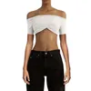 Bloups feminina Mulheres Sexy Off ombre tops de manga curta Malha RUCHED Top Summer Slim Fit T-shirt saindo Y2K Blouse