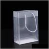 Gift Wrap 8 Size Frosted Pvc Plastic Bags With Handles Waterproof Transparent Bag Clear Handbag Party Favors Custom Logo Lx1383 Drop Dh47M
