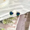 Boucles d'oreilles à clous en argent 925, aiguille bleu Danube vert pour femmes, vent froid, doux, cœur frais, Design de Niche, luxe léger