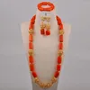 Halsbandörhängen Set Bankettklänningstillbehör Nigeria Wedding White Natural Coral African Female Bride Jewelry AU-649