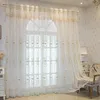 Gordijn Koreaanse prinsesstijl dubbele black -out gordijnen Elegant touw geborduurd met kanten valance raam gordijnen voor woonkamer slaapkamer