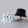 Wide Brim Hats Summer Outdoor Four-leaf Clover Printing Reversible Bucket Hat Versatile Flowers Sunscreen Basin Female
