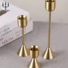 Candle Holders European Gold/Black Candle Holders Metal Candlestick Wedding Table Romantic Decoration Christmas Year Bar Party Home Decor 231113