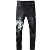 Jeans de designer masculino branco preto rock calças vintage calças de motociclista calças masculinas rasgadas bordados tamanhos 28-40 top