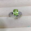 Cluster Rings 1ct Natural Peridot Ring 6mm 8mm VVS Grade 925 Silver For Office Woman 18K Gold Plating Gemstone Jewelry
