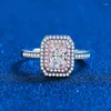 Cluster Ringen SEMNI US Maat 1.0CT Moissanite Diamond Radiant Cut Rechthoek Ring Voor Vrouwen 925 Sterling Zilveren Bruiloft Belofte Band Fijn