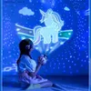 Veilleuses Projecteur de lumière de nuit pour enfants, chambre d'enfant, rotation de l'espace, lampe de nuit LED rechargeable par USB, 12 films, cadeau d'anniversaire et de Noël Q231114