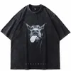 Herren T-Shirts Herren Streetwear Hip Hop Übergroßes T-Shirt Lustiges Dobermann-Hundegrafik-T-Shirt Vintage Washed Black T-Shirt Harajuku Tee Cotton 230414