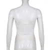 Women's Tanks Solid Color White Camis Cross Tie Lace Suspenders Corset Detachable Chest Cotton Sexy Inner Vest Sweet Y2k Style