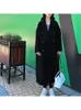 Womens Wool Blends Winter Korean Style Highend Handmade Double Breasted Black Long 100% Coat Women Lapel Löst varmare ulljacka 231114