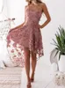 Robes décontractées été femmes Sexy Spaghetti sangle Robe col en v sans manches mince jarretelle brodé bal fête Robe Femme Vestido