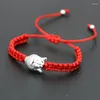 Braccialetti a maglie Buddista Micro zircone Rame Bracciale con testa di Buddha Filo rosso Corda Corde Treccia per uomini Donne Coppie Gioielli