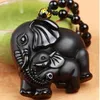 Pendant Necklaces Obsidian Stone Mother Elephant Jewelry Fine To Ward Off Evil Auspicious Safe Men And Women Necklace