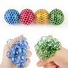 6,0 cm maat Squishy Ball Fidget speelgoed Glitter Poeder Water kralen Mesh Squish Grape Ball Anti String Balls Sneep Balls Stress Relief Decompressie Toespellen Angstvestering Reliever