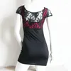 Casual Dresses Dream Vine Office Dress Black Lace Mini med Cup Sleeve Design High Quality Mesh Detail W84306