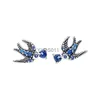 Stud Spring llow kulak piercing stud küpe kadınlar için 925 Sterlling gümüş takı mikro boncuklar yivli tüy döşeli mavi kristaller yq231114