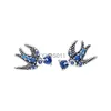 Orecchini a bottone con piercing all'orecchio a molla bassa per le donne Gioielli in argento sterling 925 con microsfere di piume scanalate pavimenta cristalli blu YQ231114