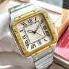 ساعات المعصم 2023 Top Brand Square Watches Men Automatic Mechanical Watch Business Blue Gold Bezel