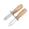 Outils de couteau à écailler les huîtres à manche en bois Couteaux à huîtres en acier inoxydable Outil de cuisine pour ustensiles de cuisine dh877