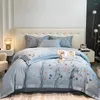 Ensembles de literie ensemble de luxe pur coton papillon broderie housse de couette couette douce draps et taies d'oreiller King Size